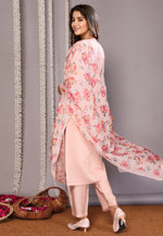 Load image into Gallery viewer, Peach Chanderi Readymade Pant Style Suit
