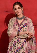 Load image into Gallery viewer, Peach Chanderi Readymade Pant Style Suit

