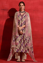 Load image into Gallery viewer, Peach Chanderi Readymade Pant Style Suit

