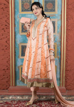 Load image into Gallery viewer, Peach Chanderi Silk Readymade Pant Style Suit
