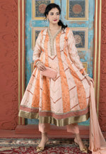 Load image into Gallery viewer, Peach Chanderi Silk Readymade Pant Style Suit

