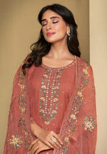 Load image into Gallery viewer, Peach Chiffon Pakistani Suit
