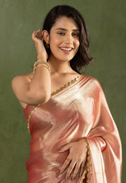 Peach Chiffon Saree With Blouse