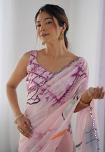 Load image into Gallery viewer, Peach Chinon Saree With Blouse
