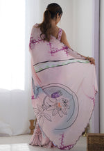 Load image into Gallery viewer, Peach Chinon Saree With Blouse
