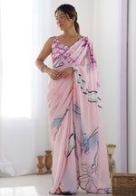 Load image into Gallery viewer, Peach Chinon Saree With Blouse
