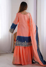Load image into Gallery viewer, Peach Chinon Silk Readymade Sharara Suit
