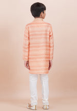Load image into Gallery viewer, Peach Cotton Jacquard Kids Kurta Pajama

