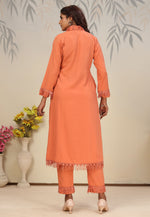 Load image into Gallery viewer, Peach Cotton Kurta Set With Pant
