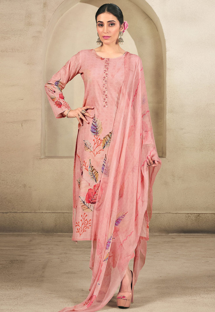Peach Cotton Pakistani Suit