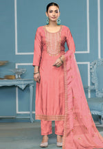 Load image into Gallery viewer, Peach Cotton Pakistani Suit

