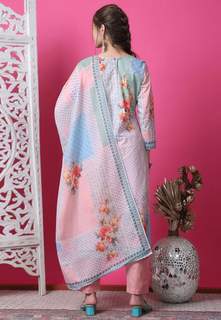 Peach Cotton Pant Style Suit