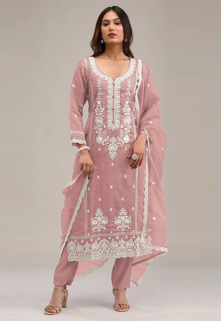 Peach Cotton Pant Style Suit