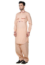 Load image into Gallery viewer, Peach Cotton Pathani Suit
