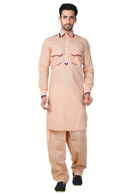 Load image into Gallery viewer, Peach Cotton Pathani Suit
