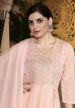 Load image into Gallery viewer, Peach Cotton Readymade Anarkali Suit
