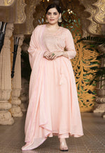 Load image into Gallery viewer, Peach Cotton Readymade Anarkali Suit
