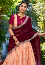 Load image into Gallery viewer, Peach Cotton Readymade Lehenga Choli

