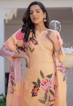 Load image into Gallery viewer, Peach Cotton Readymade Pakistani Suit
