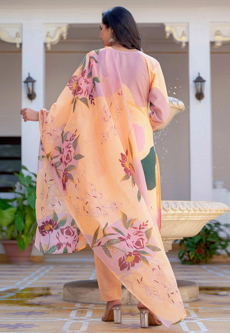 Peach Cotton Readymade Pakistani Suit