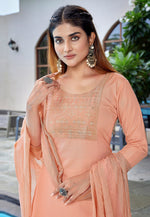 Load image into Gallery viewer, Peach Cotton Readymade Pant Style Suit
