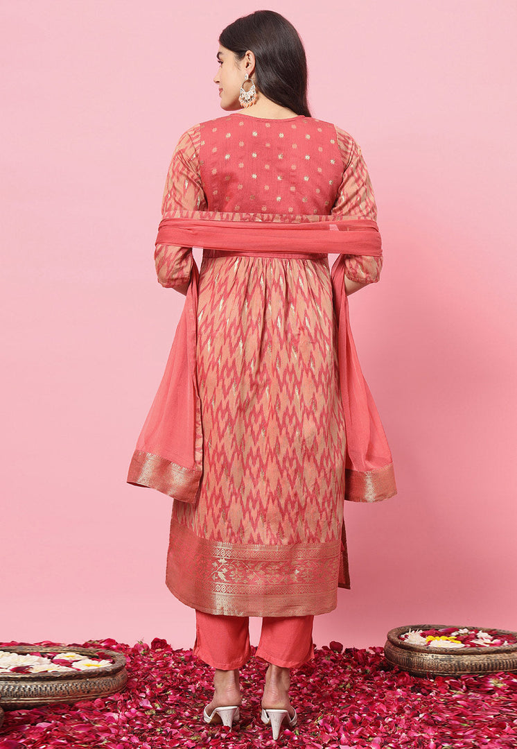 Peach Cotton Silk Readymade Pakistani Suit