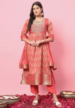 Load image into Gallery viewer, Peach Cotton Silk Readymade Pakistani Suit

