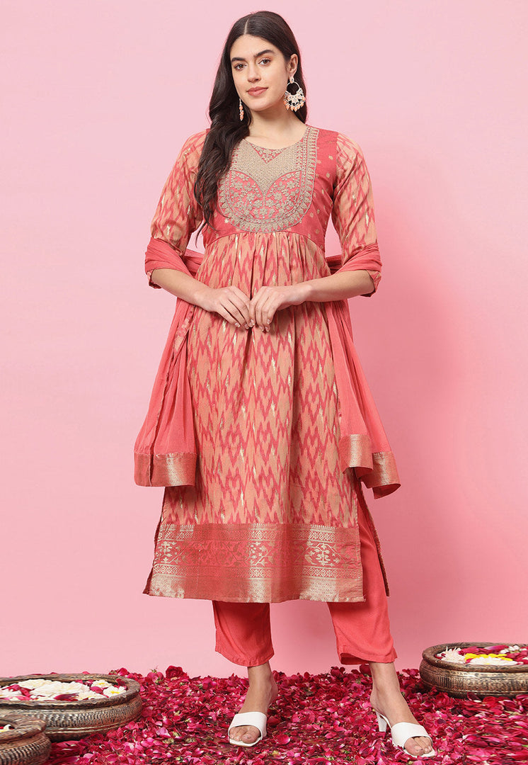 Peach Cotton Silk Readymade Pakistani Suit