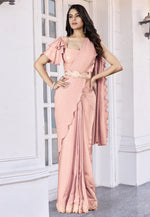 Load image into Gallery viewer, Peach Crepe Saree With Blouse
