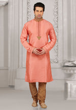 Load image into Gallery viewer, Peach Dupion Silk Kurta Pajama
