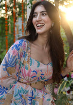 Load image into Gallery viewer, Peach Georgette Floral print Lehenga choli
