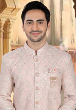 Load image into Gallery viewer, Peach Georgette Indo Western Sherwani
