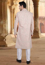 Load image into Gallery viewer, Peach Georgette Indo Western Sherwani
