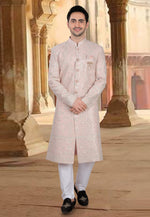 Load image into Gallery viewer, Peach Georgette Indo Western Sherwani
