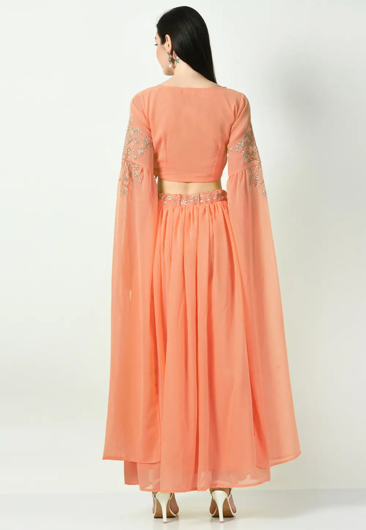 Peach Georgette Lehenga Choli