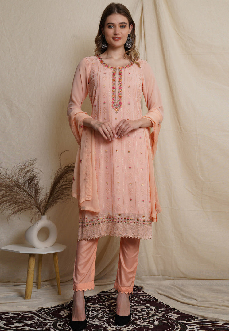 Peach Georgette Pakistani Suit