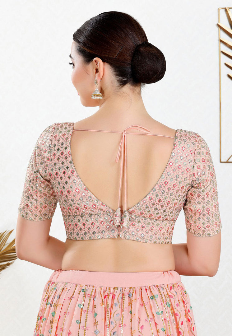 Peach Georgette Readymade Blouse