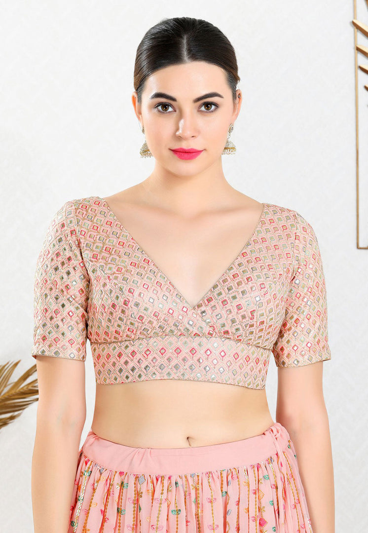 Peach Georgette Readymade Blouse