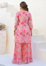 Load image into Gallery viewer, Peach Georgette Readymade Palazzo Suit
