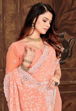 Load image into Gallery viewer, Peach Georgette Saree With Blouse

