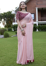 Load image into Gallery viewer, Peach Georgette Saree With Blouse

