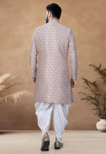 Load image into Gallery viewer, Peach Jacquard Indo Western Suit
