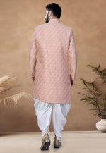 Load image into Gallery viewer, Peach Jacquard Indo Western Suit
