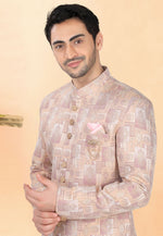 Load image into Gallery viewer, Peach Jacquard Indo Western Suit
