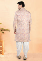 Load image into Gallery viewer, Peach Jacquard Indo Western Suit
