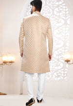 Load image into Gallery viewer, Peach Jacquard Indo Western Suit

