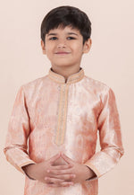 Load image into Gallery viewer, Peach Jacquard Silk Kids Kurta Pajama
