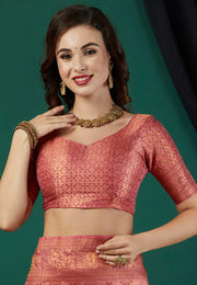 Peach Kanjivaram Silk Saree