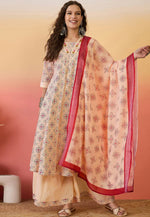 Load image into Gallery viewer, Peach Khadi Readymade Pakistani Suit

