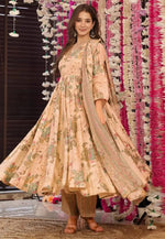 Load image into Gallery viewer, Peach Muslin Readymade Pant Style Suit
